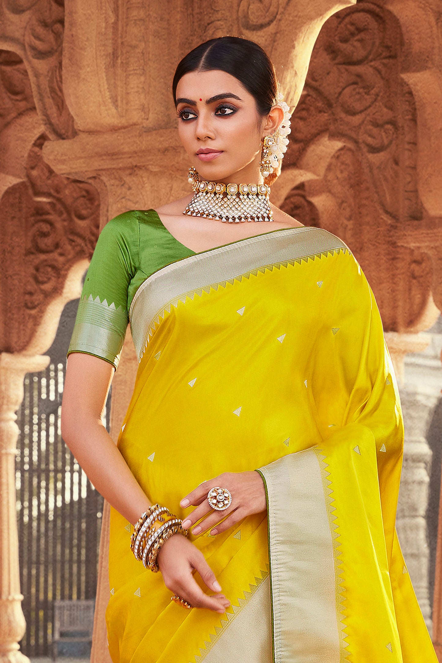 Sunflower Yellow Designer Paithani Saree with Unique Pallu