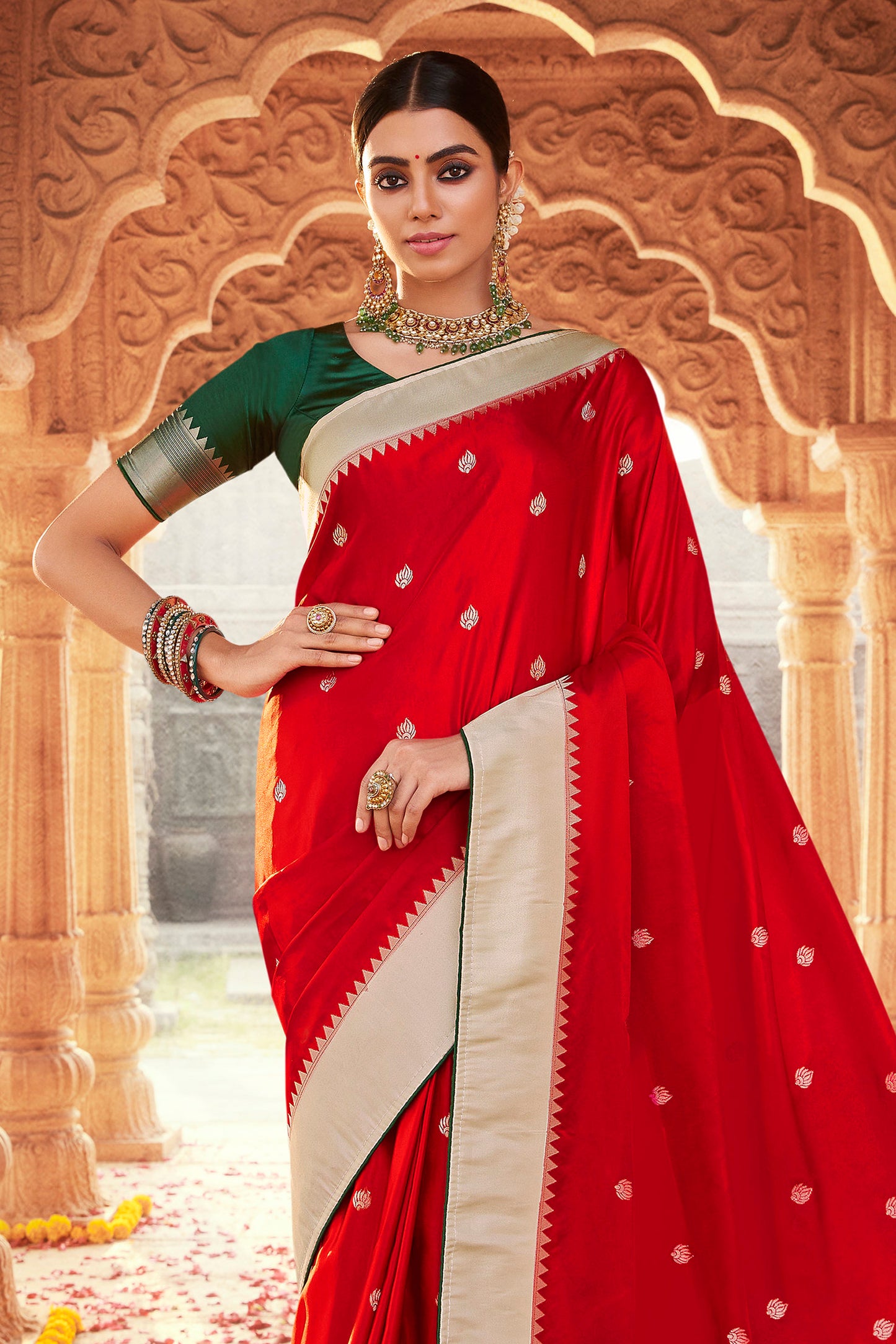 Scarlet Red Designer Paithani Saree with Unique Pallu