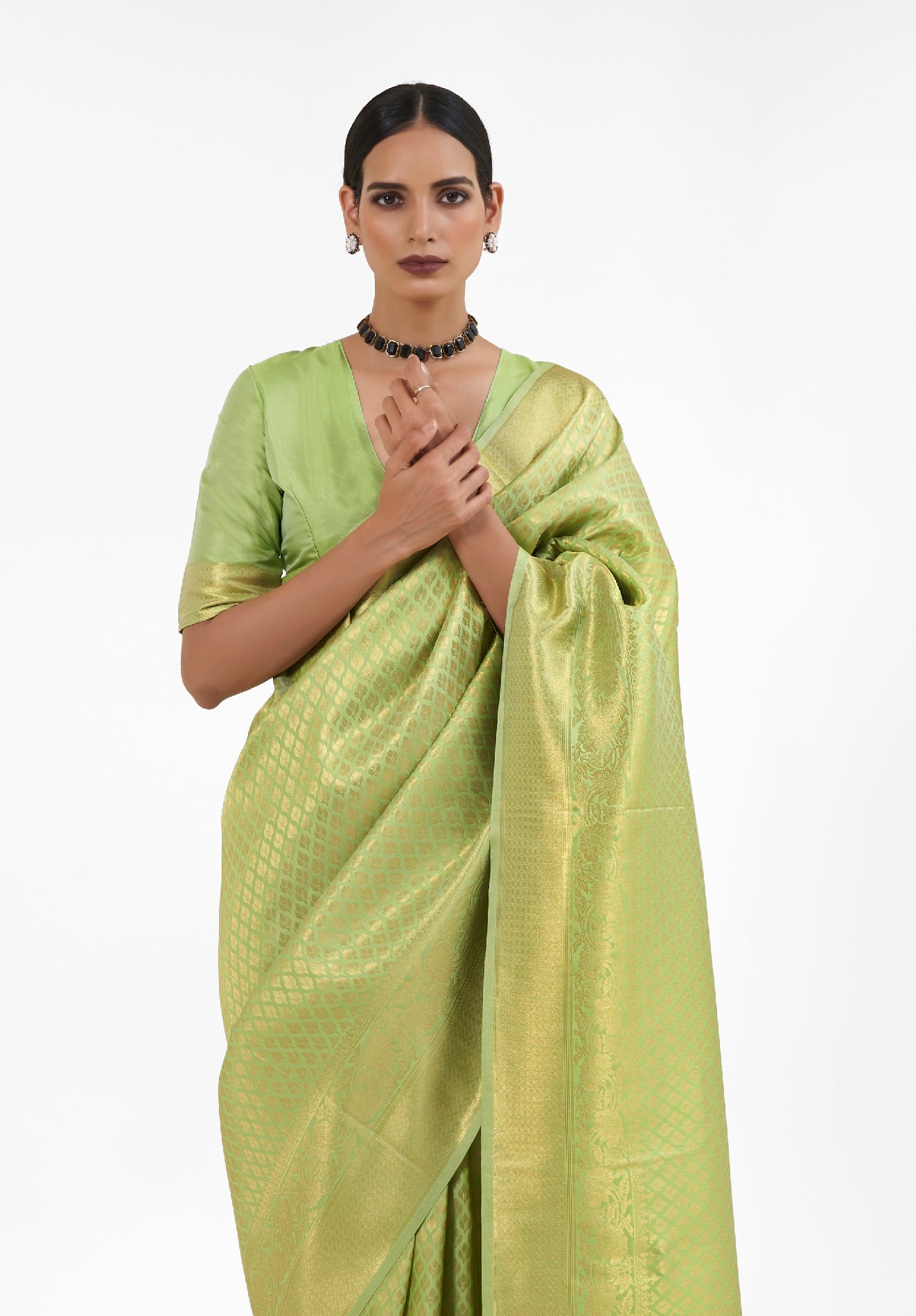 Lime Green  Zari Woven Soft Kanjivaram Silk Saree