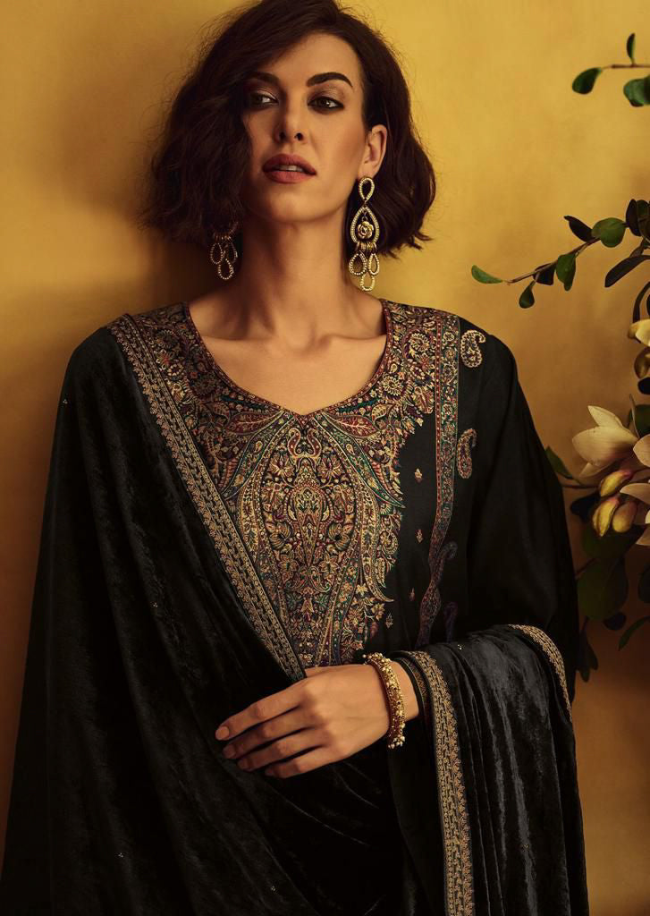 Black Heavy Banarasi Woven Salwar Suit with Dupatta