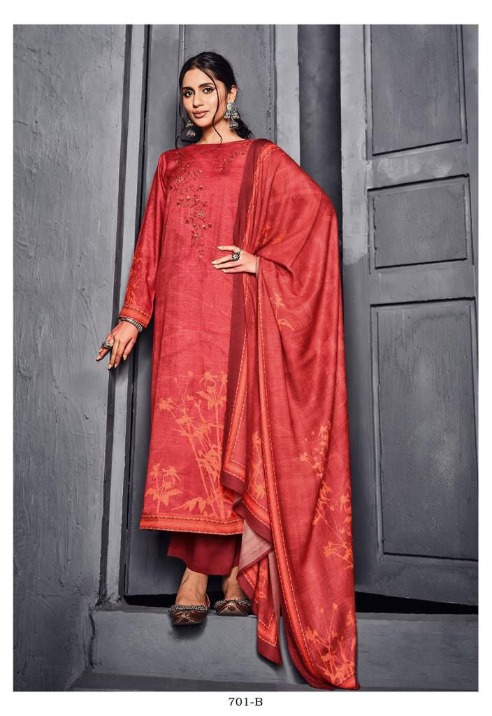 Orange Cotton Silk Printed Salwar Suit