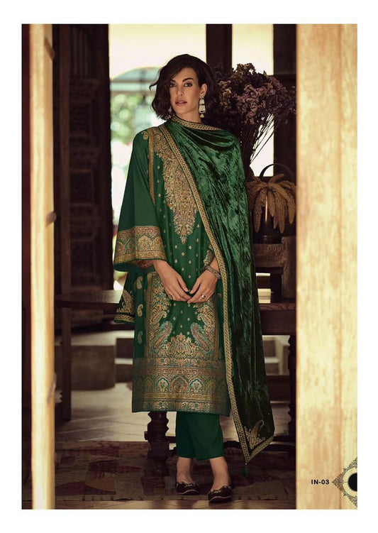 Jerry Green Heavy Banarasi Woven Salwar Suit with Dupatta