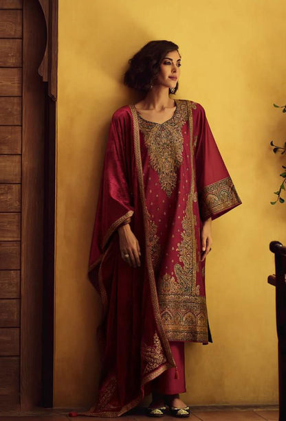 Mehroon  Heavy Banarasi Woven Salwar Suit with Dupatta