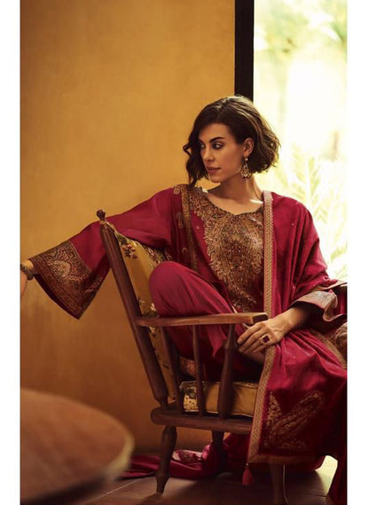 Mehroon  Heavy Banarasi Woven Salwar Suit with Dupatta